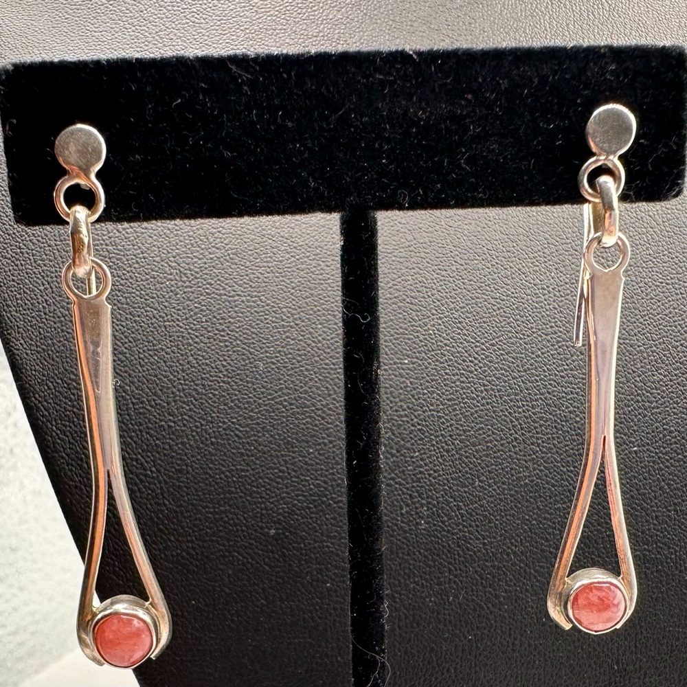 Stunning 925 Silver Earrings&Pendant&Necklace Set Argentine Rhodochrosite Stones - Picture 5 of 10